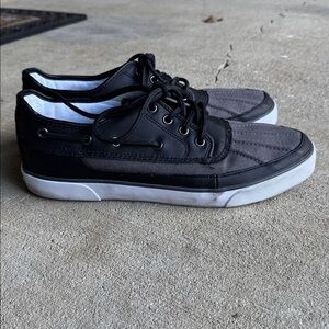 Polo Ralph Lauren mens 11.5 D black parkstone low canvas leather sneaker shoes